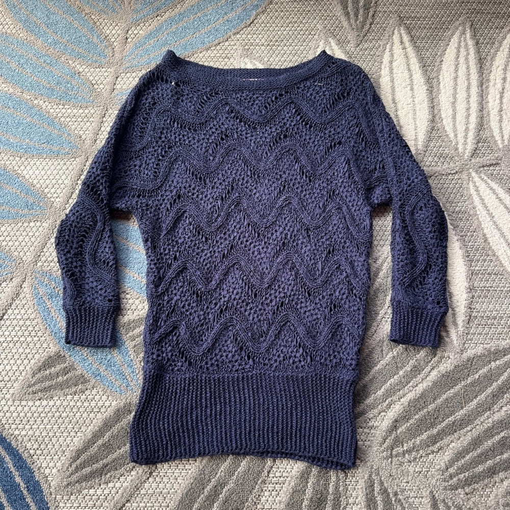 Lilly Pulitzer 2014 Women’s Open Knit 3/4‎ Sleeve Larissa Navy Sweater Size XS/S